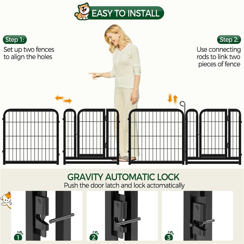 image 1 of Yaheetech 8-Panel Metal Dog Playpen, 60 × 60 cm Black
