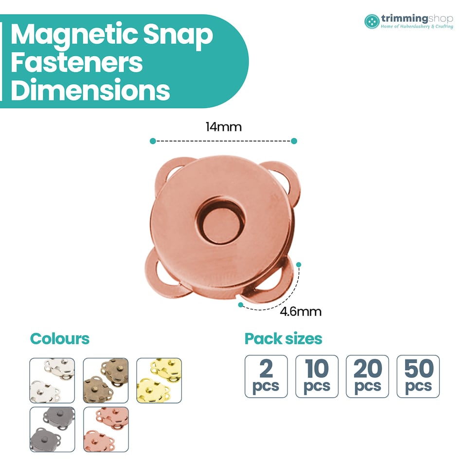 image 1 of 14mm Sew On Magnetic Press Stud Clasps, 2-Part Snap Fasteners - 2pcs