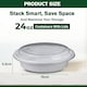 image 2 of 24oz Round White Plastic Meal Prep Containers With Lid BPA Free Food Storage Box 20pc