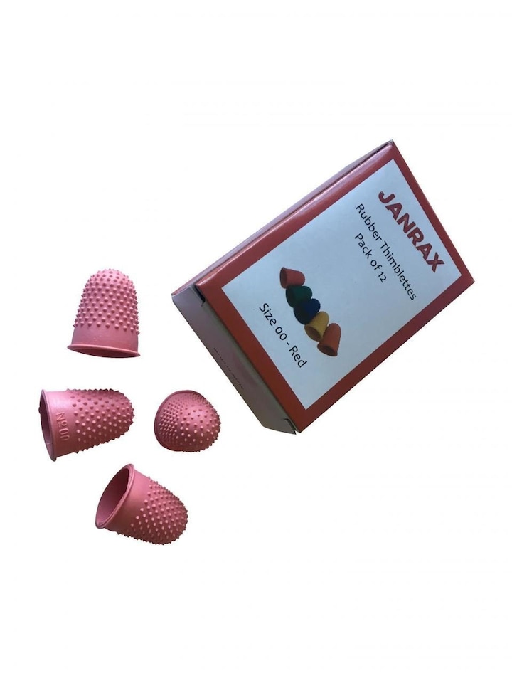 image 1 of Pack of 12 Red No.00 Rubber Thimblettes - Extra Small Thimble Finger Cones