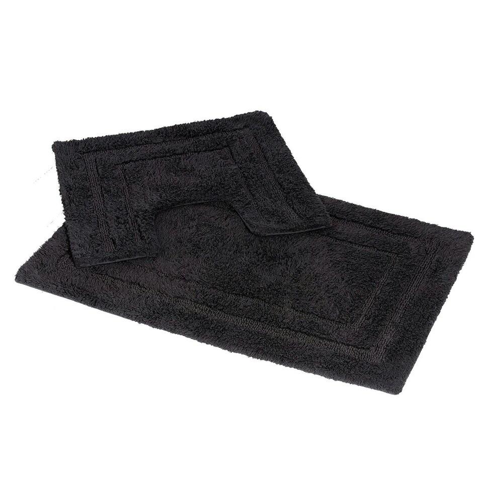 Showerdrape Pinnacle Charcoal 2 Piece 100% Cotton Bath Mat Set