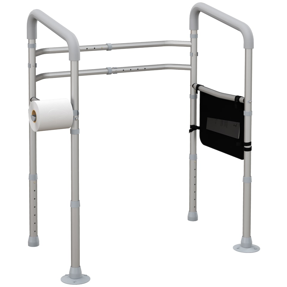 image 1 of HOMCOM Adjustable Toilet Safety Frame with Additional Rubber Tips Storage
