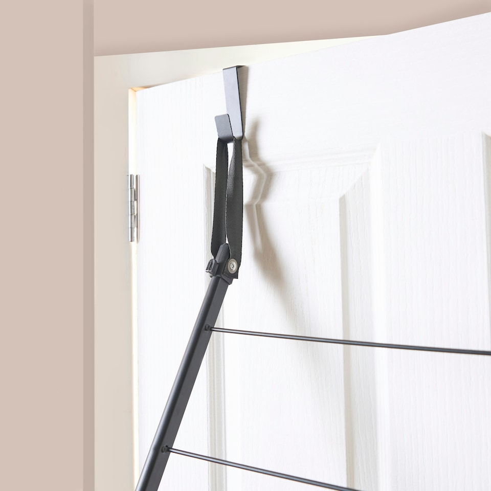 image 1 of OHS Over Door 5M Clothes Airer Utility Caravan Towel Clothes Drying Rack Hanger Compact