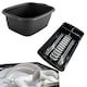 image 1 of Set Of Black Rectangular Washing Up Bowl & Dish Drainer Rack Kitchen Sink Utensil Holder