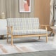 image 2 of HOMCOM Two Seater Sofa with Rubber Wood Frame Linen Fabric Small Couch Beige