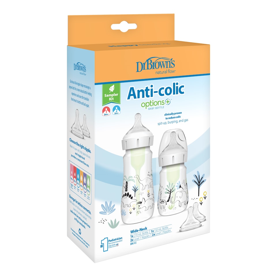 Dr Brown's Anti-Colic Options Plus Bottle Sampler Kit With Design