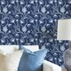image 3 of Jacobean Floral Wallpaper in Navy Blue