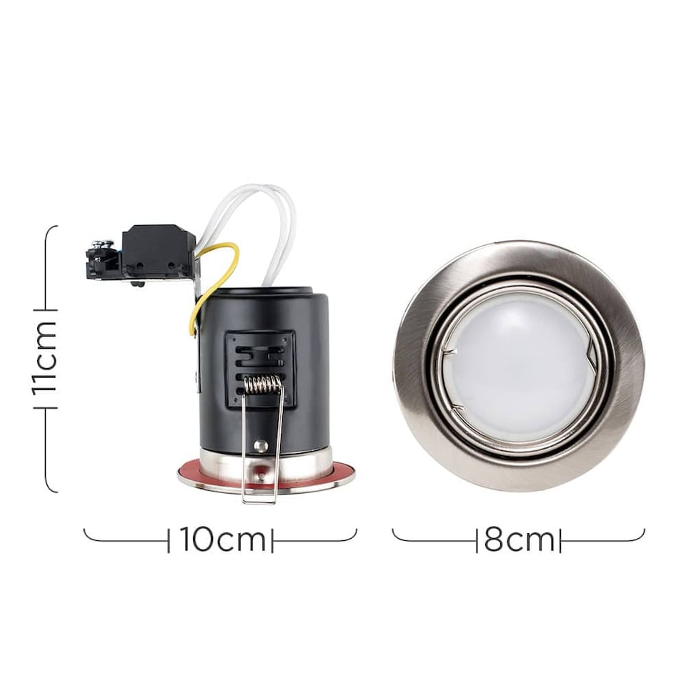 image 1 of ValueLights 6 Pack Fire Rated Brushed Chrome Tiltable GU10 Recessed Ceiling Downlights | Chrome