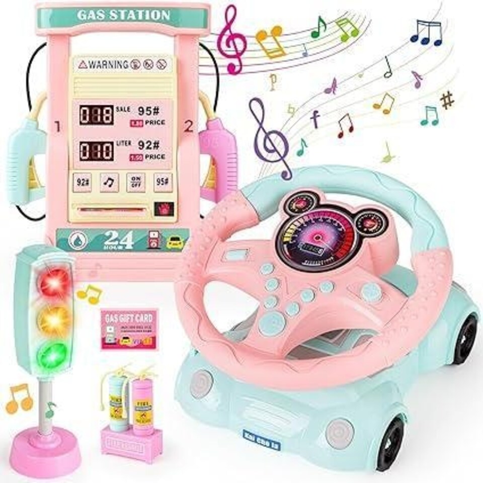 image 1 of Interactive Steering Wheel Driving Toy for Toddlers