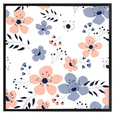 Pink & blue flowers (Picture Frame) Black | S