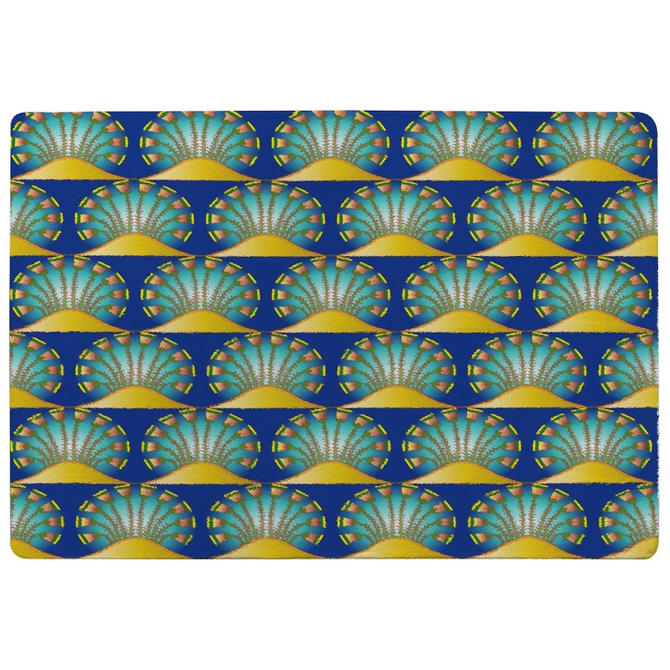 image 1 of Egyptian style motif (Rug) Blue | Small: 60x110cm