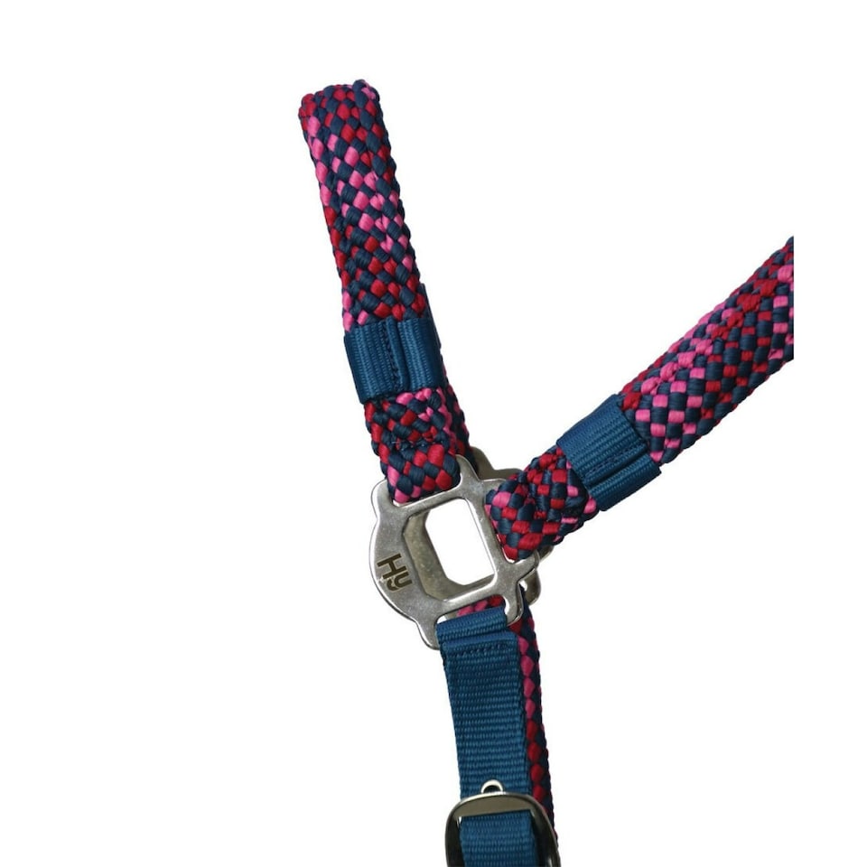 image 1 of Hy Adjustable Horse Headcollar and Leadrope - Petrol/Pink/Magenta - Pony