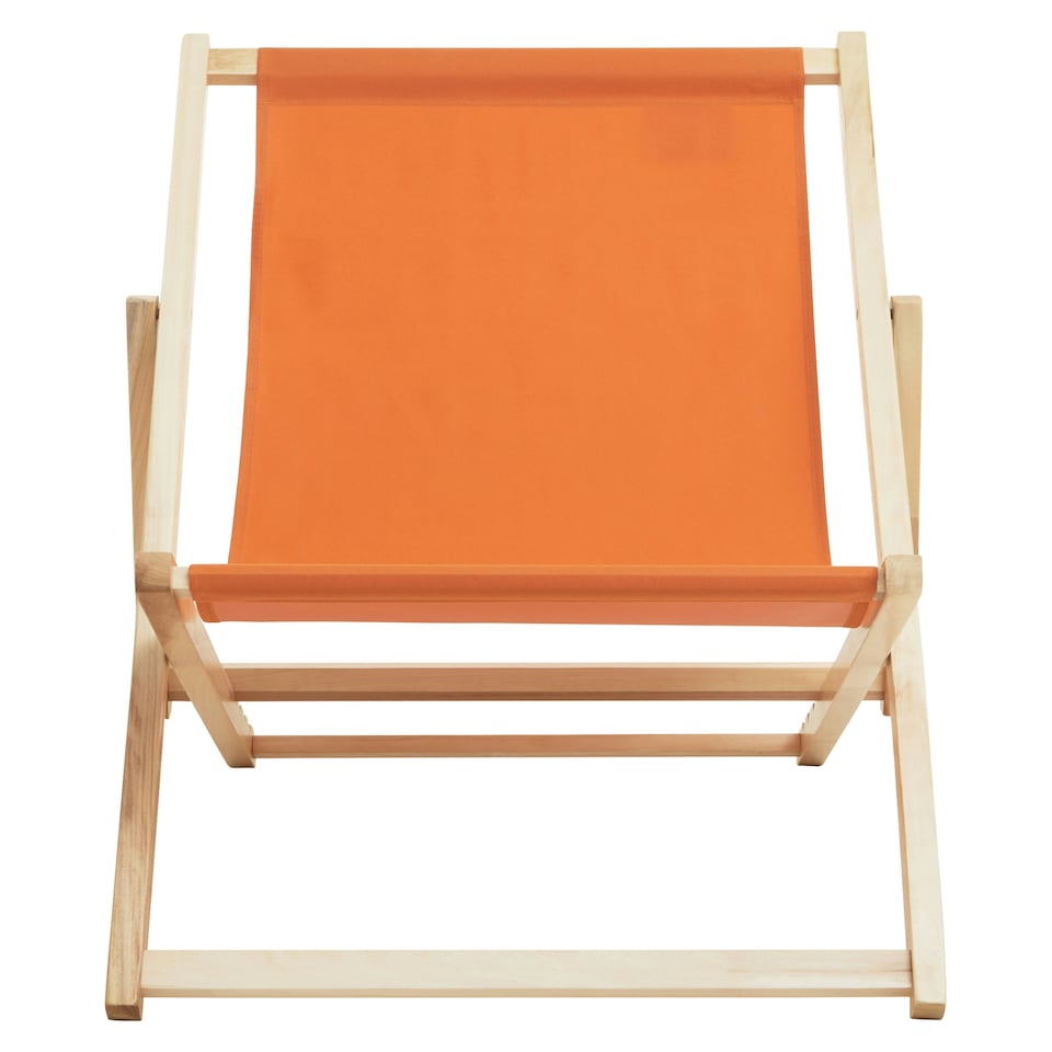 image 1 of Interiors by Premier Stylish Orange Deck Chair, Ethically Sourced Deck Chair, Sling Design Lawn Chair, Adjustable Garden Chair