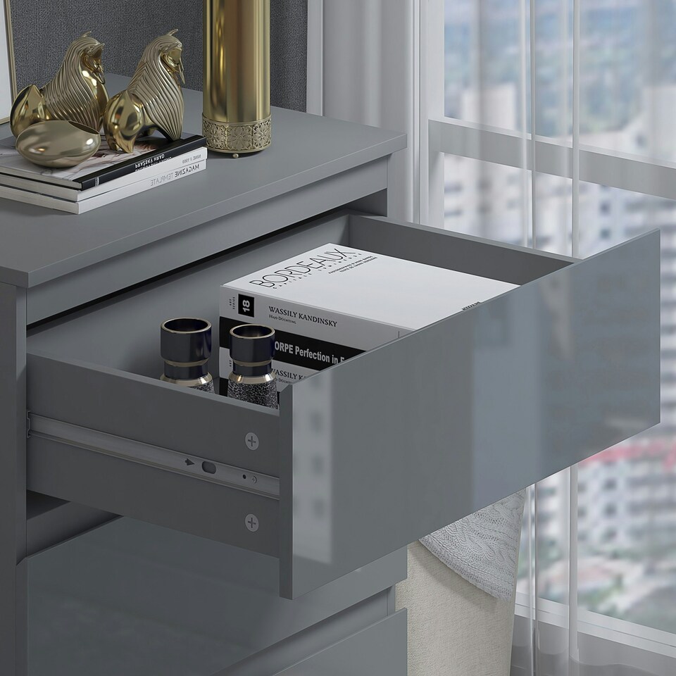image 1 of FWStyle Stora 3 Drawer Chest of Drawers - Grey Gloss Front
