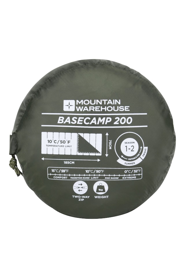 image 1 of Mountain Warehouse Basecamp 200 Square Sleeping Bag Insulated 1-2 Season Camping Bed