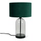 image 3 of ValueLights Jessy Glass and Black Metal Bedside Table Lamp with a Forest Green Velvet Lampshade