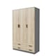 image 1 of 3 Door 4 Drawer Wardrobe With Hanging Rail And Storage Shelf | Grey | Grey Carcass & Oak Door | 1