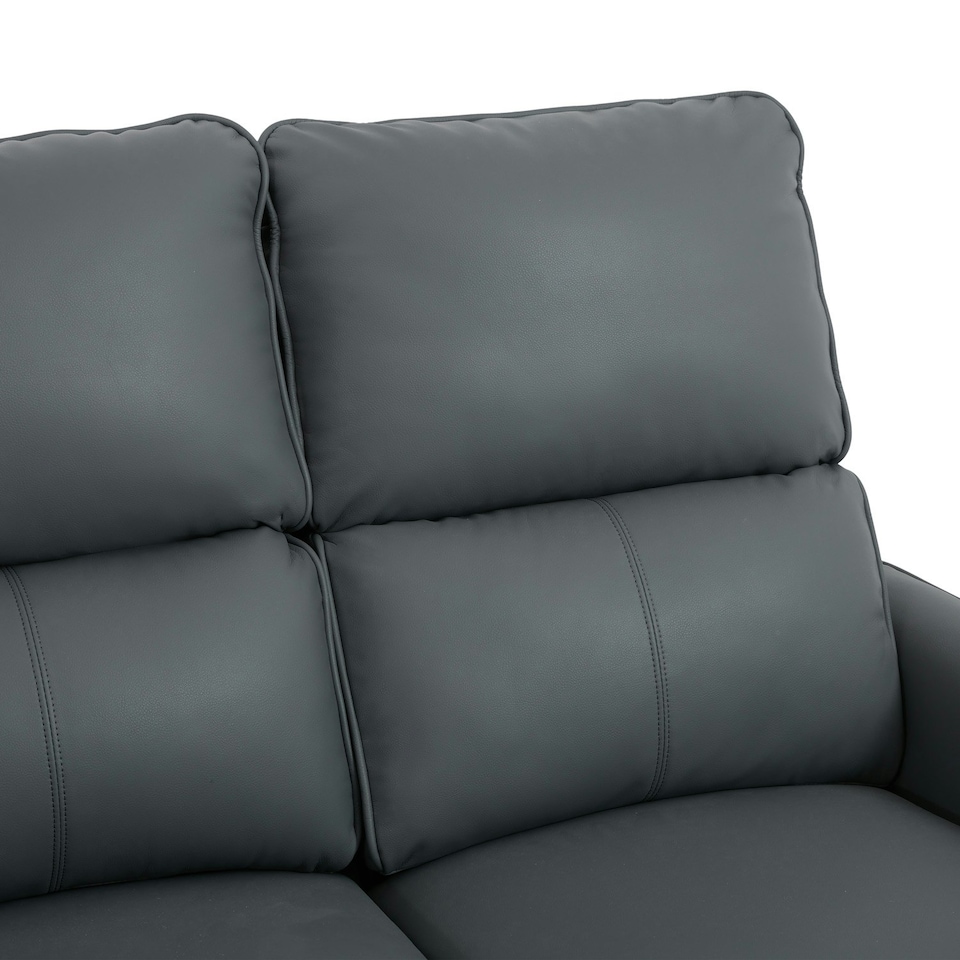 image 1 of Madrid 3 Seater Manual Recliner Air Leather Sofa Grey