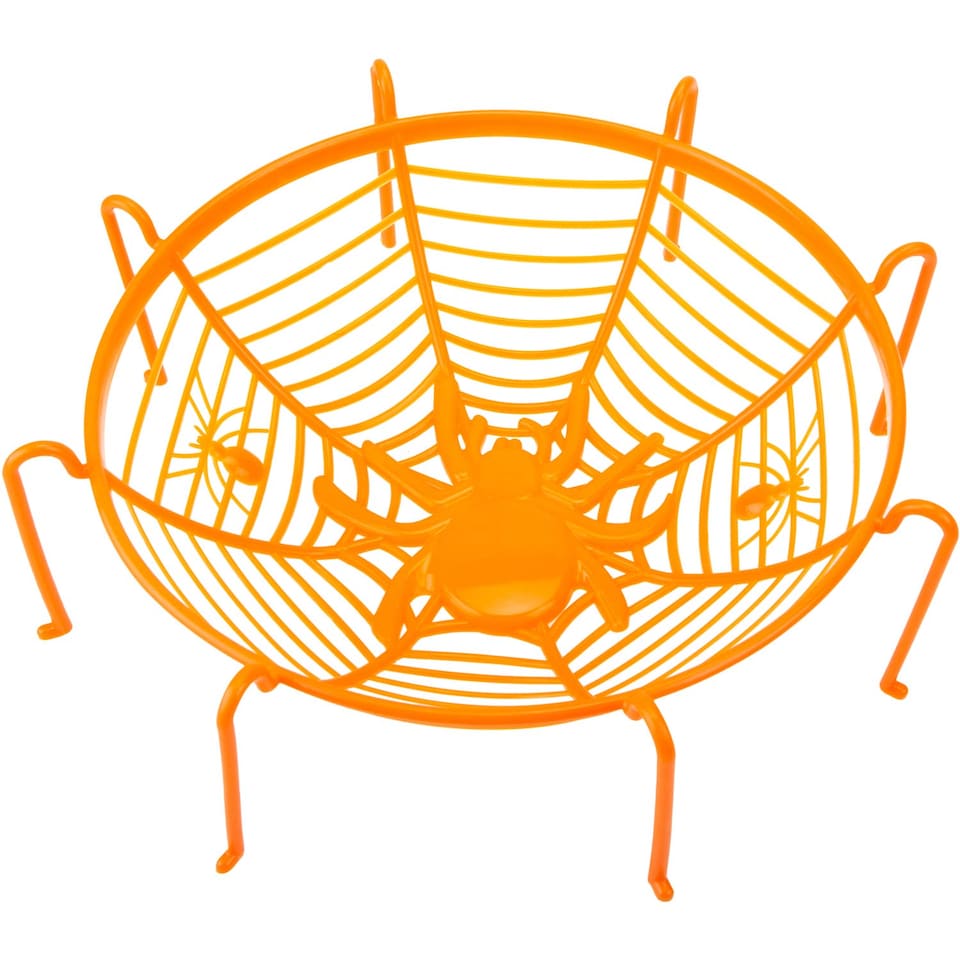 image 1 of VFM e-Store Halloween Sweet Bowl - 26cm 3D Spider Web Basket Bowl with Legs