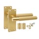 image 2 of Golden Grace 6 Pairs Victorian T-Bar Linear Design Internal Door Handle on Backplate Satin Brass with 2.5" Latch & Hinges - 120mm x 40mm