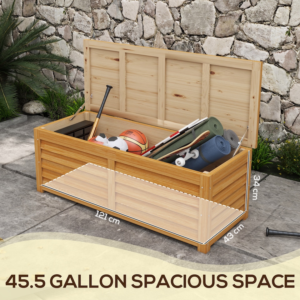 image 1 of Outsunny 292L Outdoor Storage Box, Wooden Garden Storage Container for Balcony, Porch, Light Brown | Brown | Brown | 1