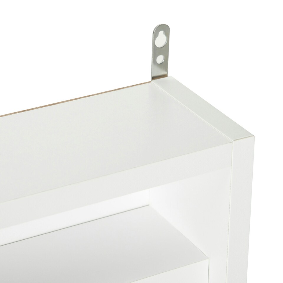 image 1 of HOMCOM 5-Tier Wall Display Shelf Unit Cabinet w/ Shelves Glass Doors Black/White