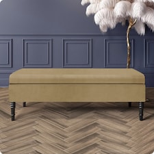 Safar Plain 137cm Ottoman Storage Bench - Plush Velvet Shoe Bench - Mink Upholstery Footstool with Storage