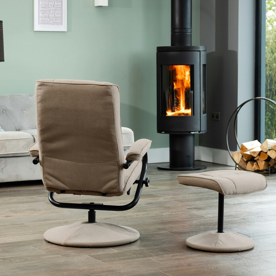 image 1 of Ripley Swivel Recliner and Footstool - Cappuccino