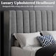 image 4 of Yaheetech 135 cm W x 190 cm L Upholstered Bed Frame with Wing Side Light Grey