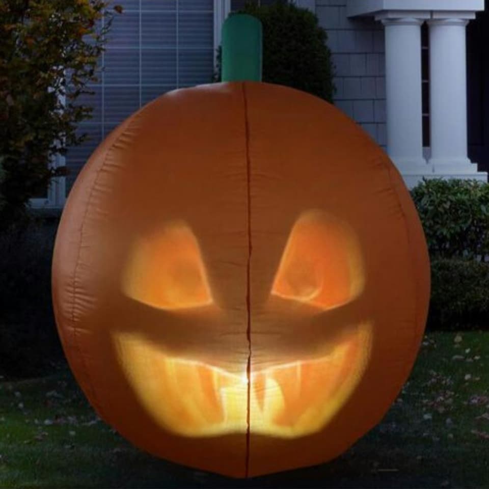 image 1 of Animated Jabberin Jack Giant 5ft Inflatable Talking Animated Halloween Pumpkin with Built-in Projector and Speaker