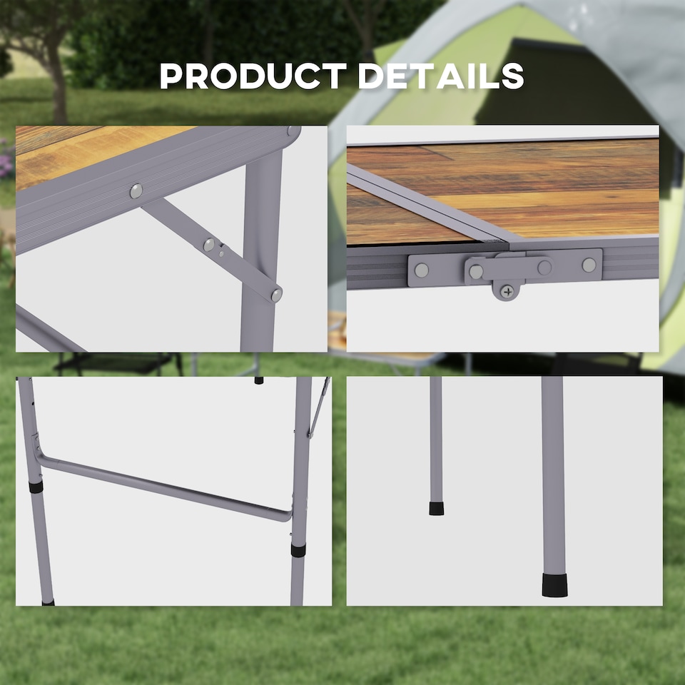 image 1 of Outsunny 3ft Folding Camping Table Height Adjustable Aluminium Outdoor Garden Party Picnic BBQ Trestle Table Field Kitchen