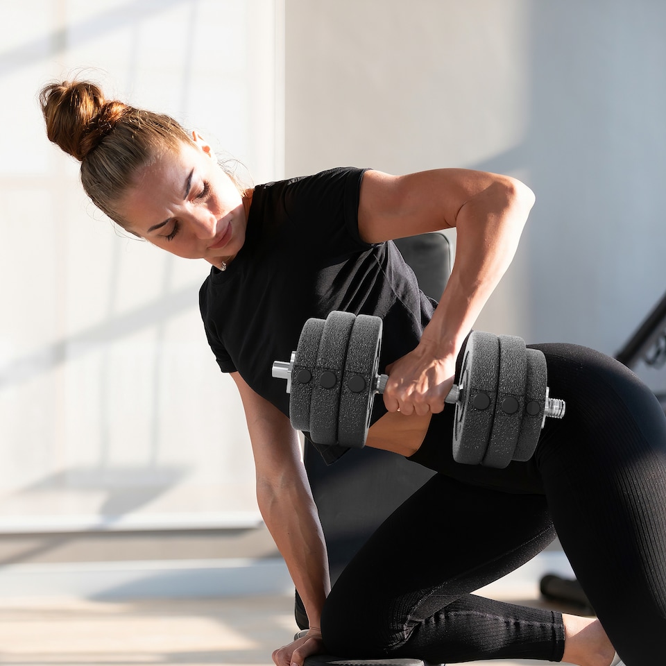 image 1 of HOMCOM 30KG Adjustable Dumbbells Weight Set Hand Weight for Body Fitness