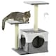image 1 of PawHut Cat Tree Tower Kitten House Scratching Post with Mouse Toy Grey