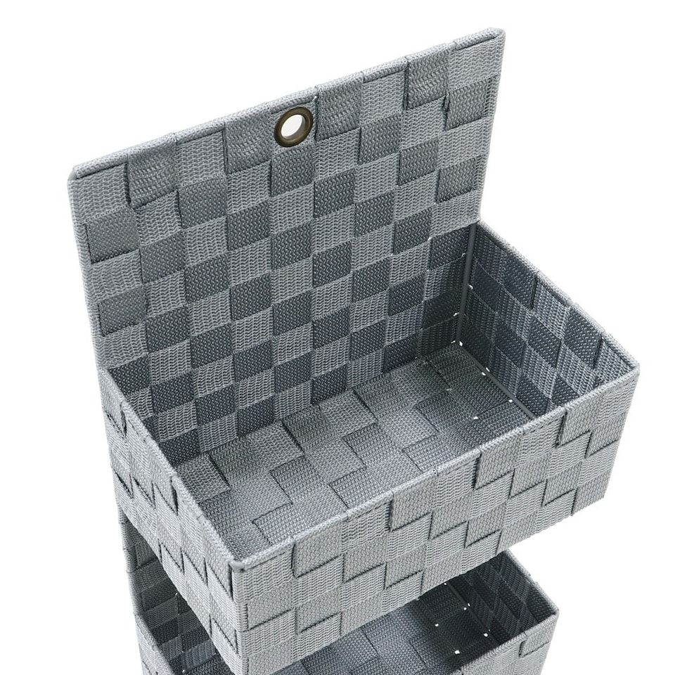 image 1 of JVL Vichy 3 Tier Nylon Hanging Storage Unit - Grey Grey