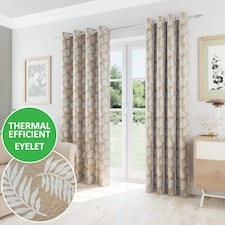 Oakland Latte Leaf Pattern, Thermal, Room Darkening Pair of Curtains with Eyelet Top - 46 x 54 inch (117x137cm)