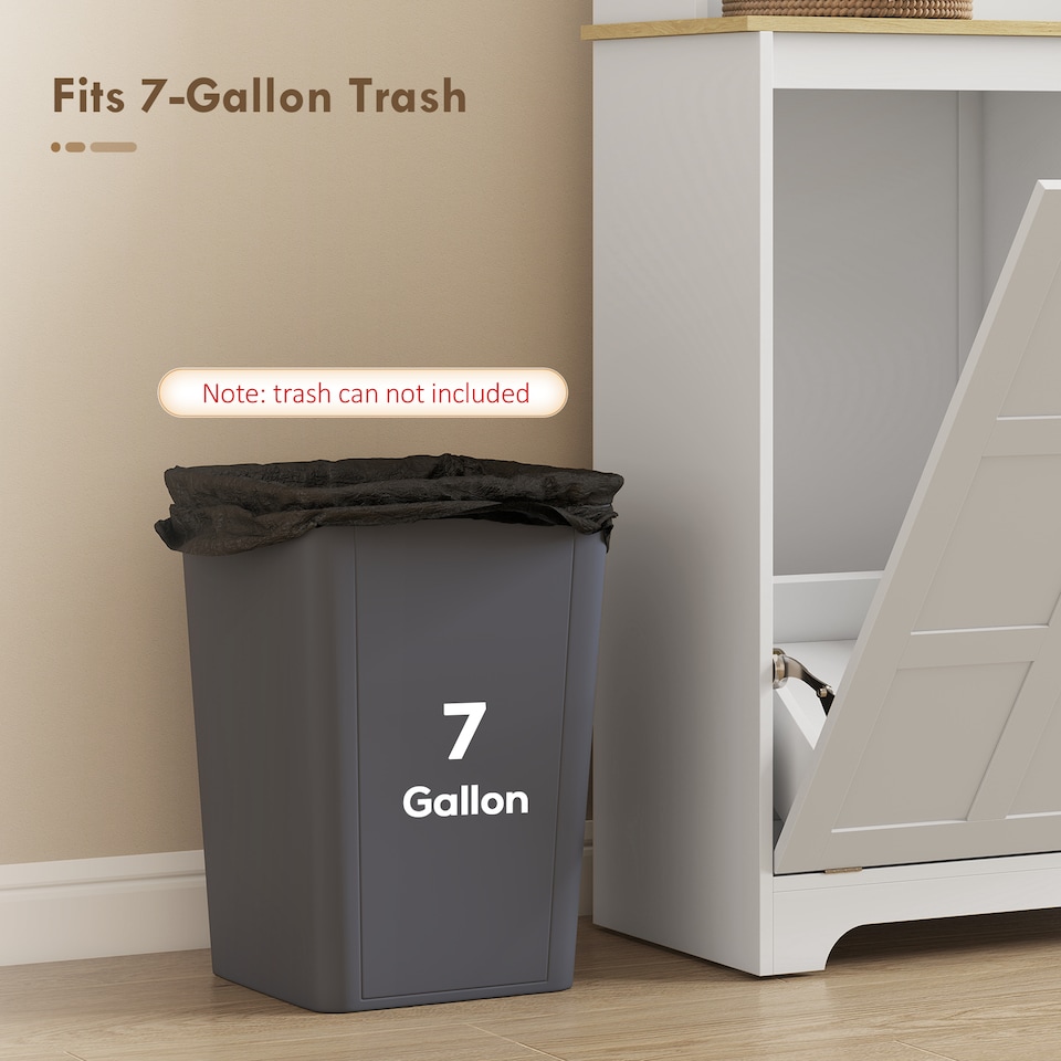 image 1 of HOMCOM 175cm Tall Kitchen Cabinet with Charging Station, Rubbish Bin, White