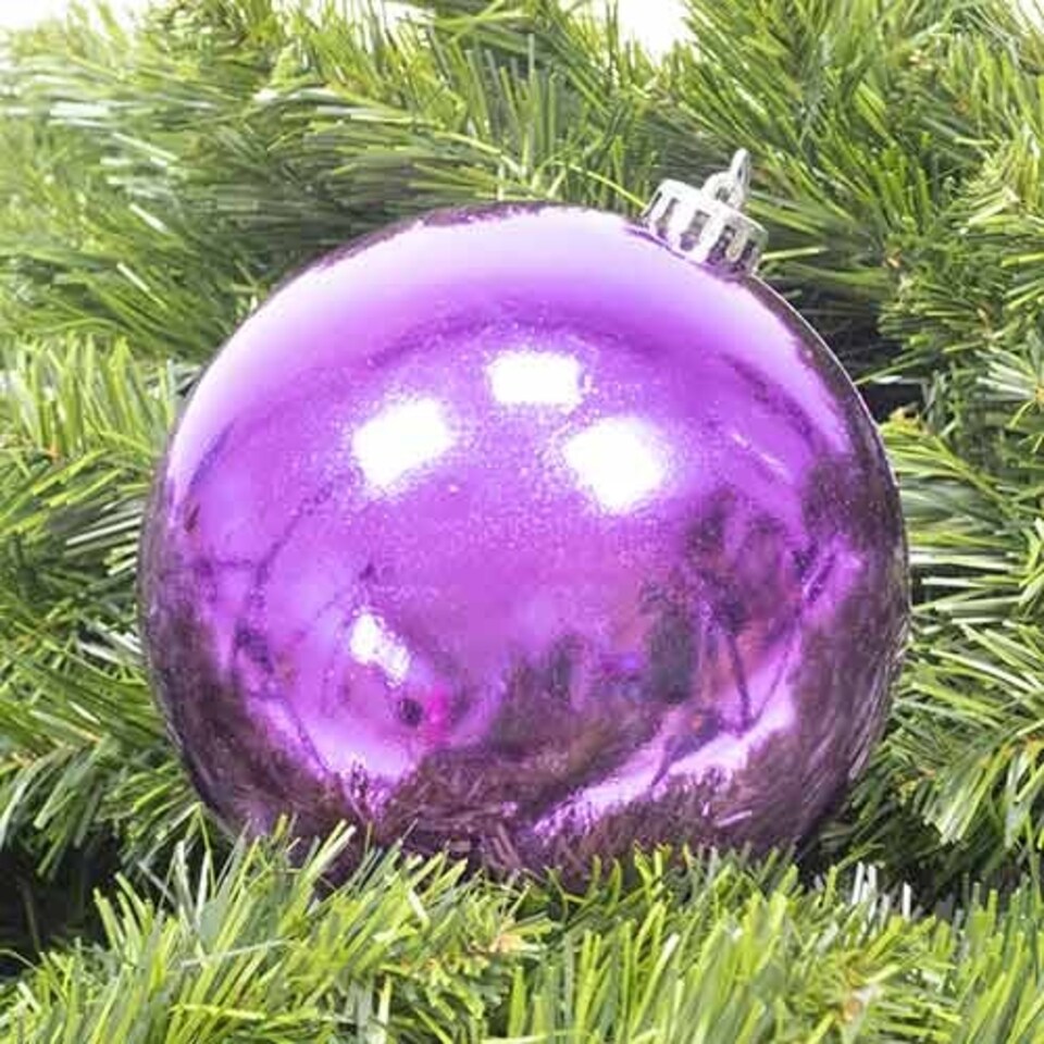 image 1 of Purple Shiny Shatterproof Christmas Bauble 15cm