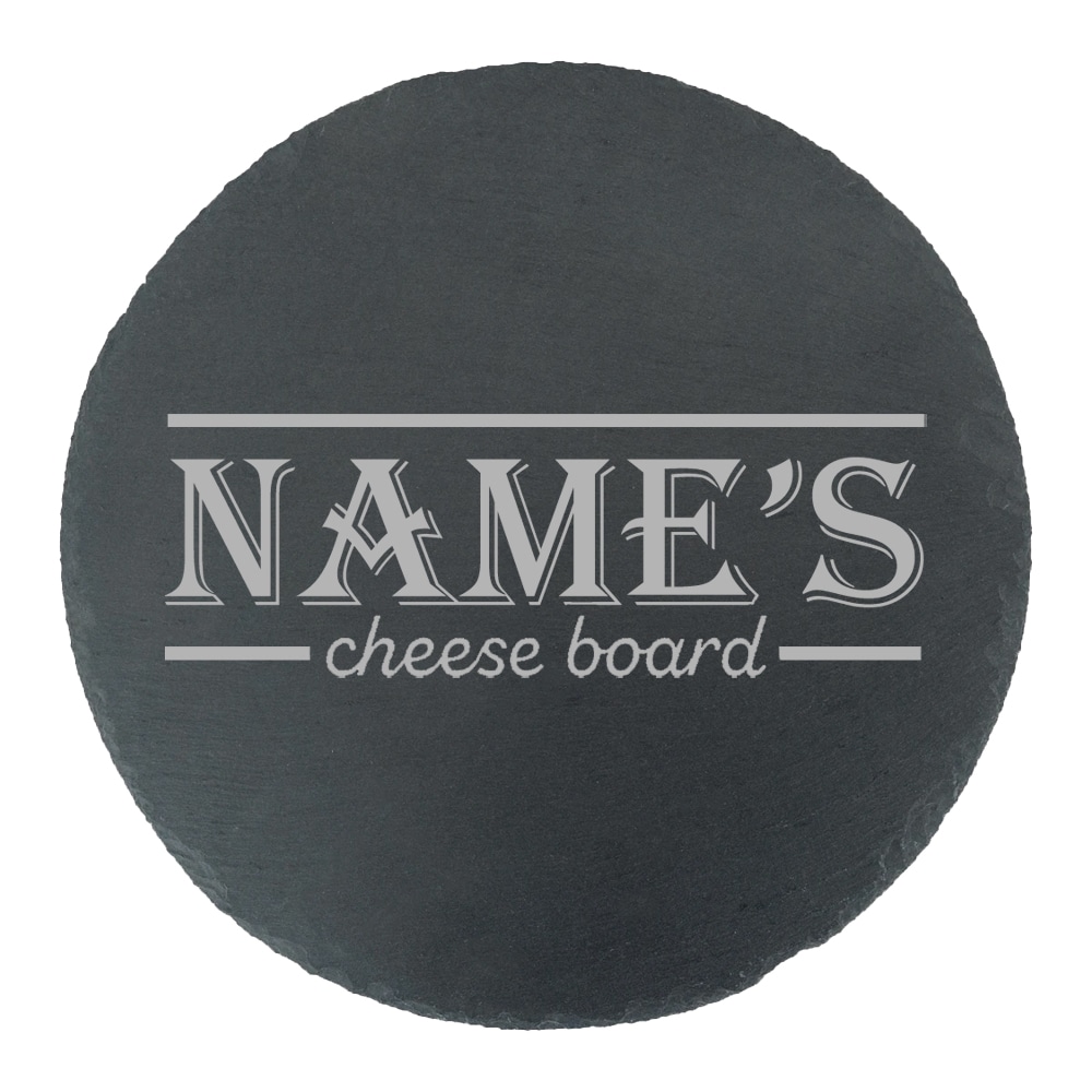 Uniqueful Personalised Name's Cheeseboard Border Design Round Slate Cheeseboard in Black | Size: 1 Pack