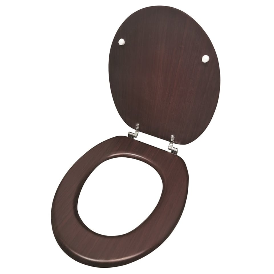 image 1 of 18" MDF Universal Bathroom WC Toilet Seat Quick Easy Fit Wooden 18 inch Coloured Black