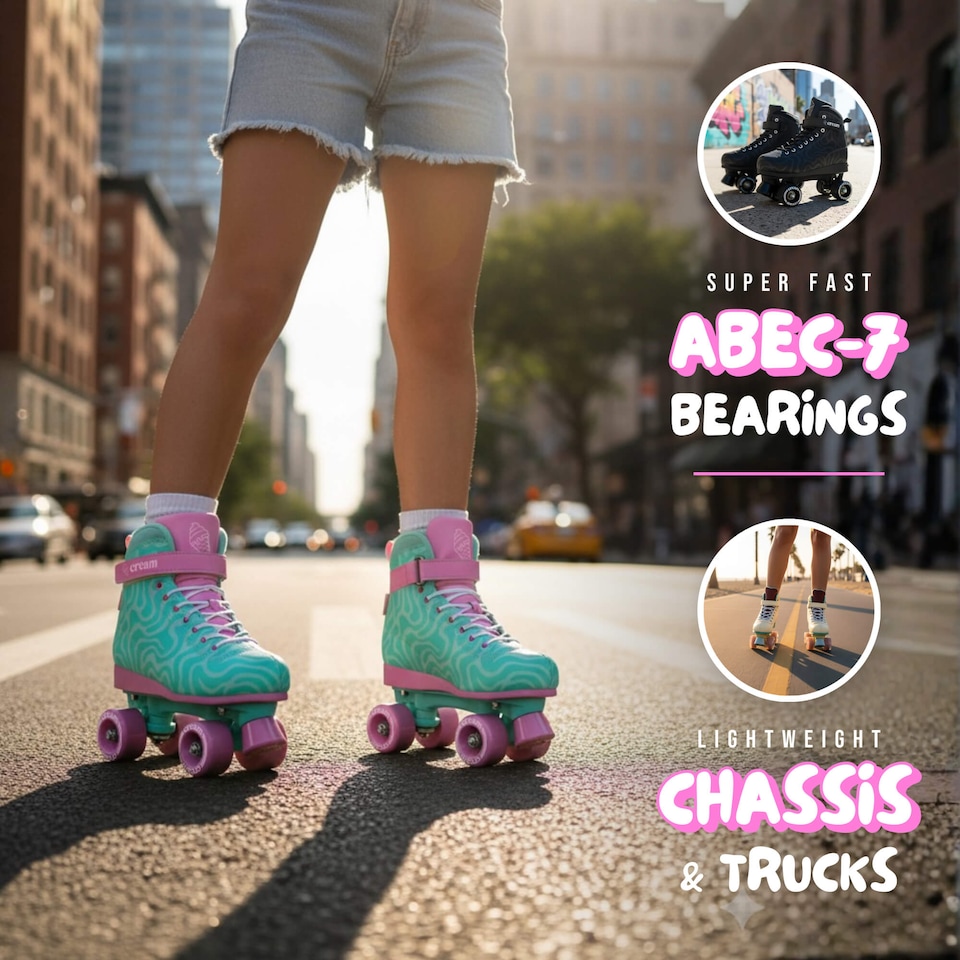 image 1 of CREAM Scoop Quad Roller Skates, Adjustable