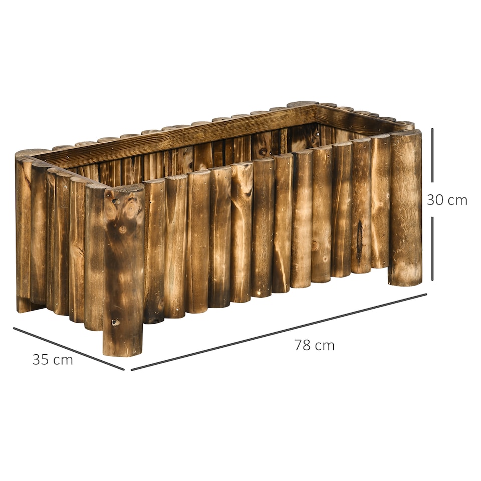 image 1 of Outsunny Raised Flower Bed Wooden Rectangualr Planter Container Box Wood 4 Feet | Brown | Natural wood color