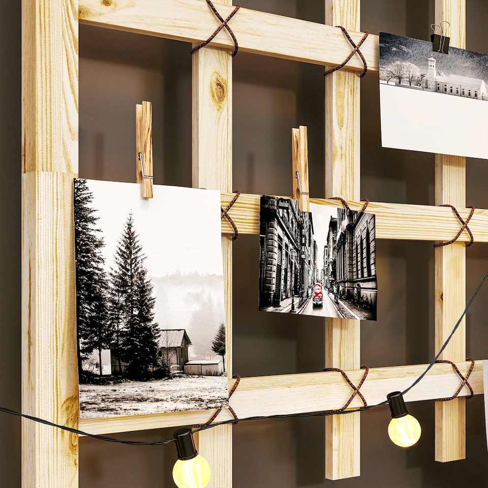 image 1 of Outsunny Wooden Trellis Planter, Raised Garden Bed with Wheels, Natural