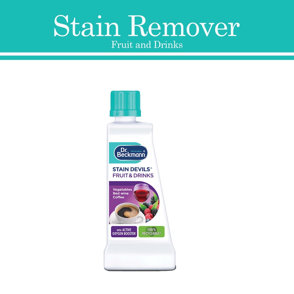 image 1 of Dr Beckmann Stain Devils Fruit and Drink Stain Remover 50ml for Coffee Tea Wine Juice Fabric Spot Cleaning Solution