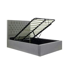 Wilson Grey Fabric Ottoman Bed Double N/A