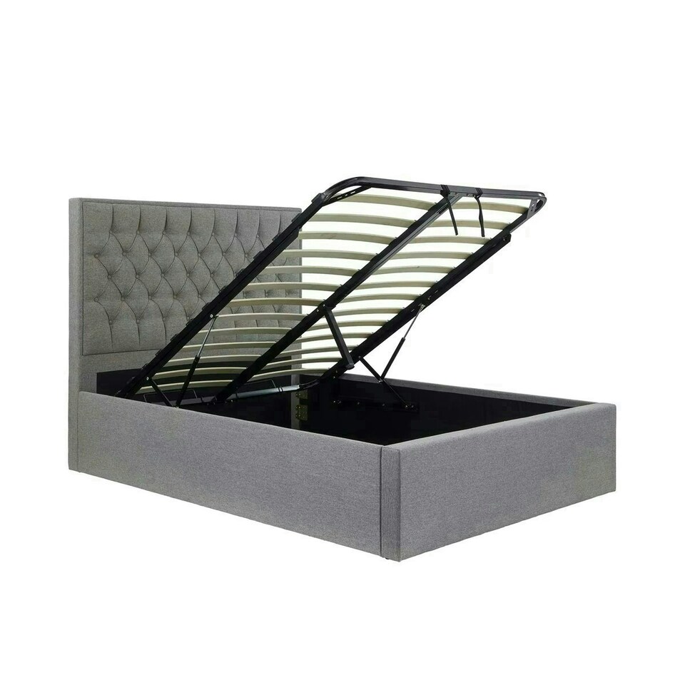 Wilson Grey Fabric Ottoman Bed Double N/A