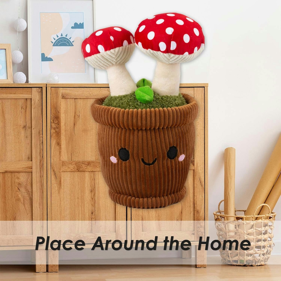image 1 of Flowerpot Soft Toy Cute Plushie Huggable Cuddly Stuffed Toy Gift 30cm Red