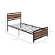 image 5 of HOMCOM Single Size Metal Bed Frame with Headboard & Footboard, Strong Slat Support Solid Bedstead Base w  Underbed Storage Space, Bedroom Furniture For Adults