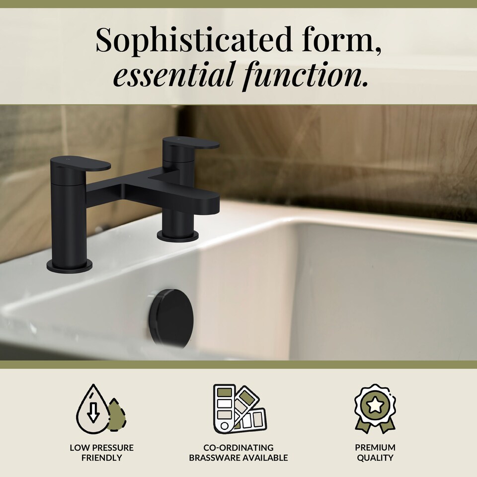 image 1 of Cascade Round Deck Mounted Bath Filler Tap - Matt Black | Black | Matt Black | 1