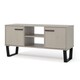 image 3 of Texas Wide Screen 2-Door TV Unit - Antique Waxed Pine Media Cabinet with Industrial Handles | Grey | Grey | 1