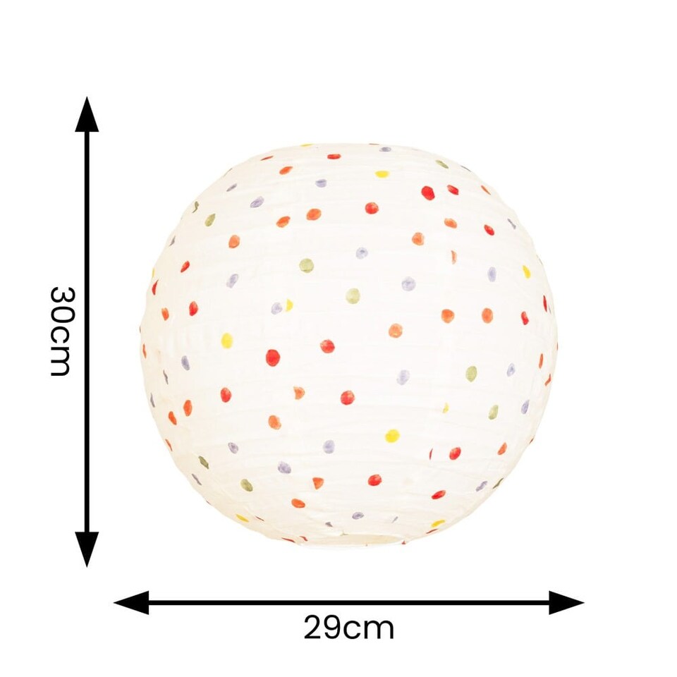 image 1 of ValueLights Annie Polka Dot Natural Fabric Globe Ball Ceiling Lamp Shade
